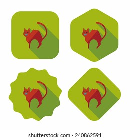 Evil cat flat icon with long shadow, eps10