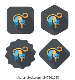 Evil cat flat icon with long shadow,eps10