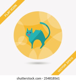 Evil cat flat icon with long shadow,eps10