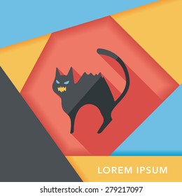 Evil cat flat icon with long shadow,eps10