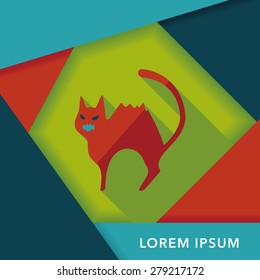 Evil cat flat icon with long shadow,eps10