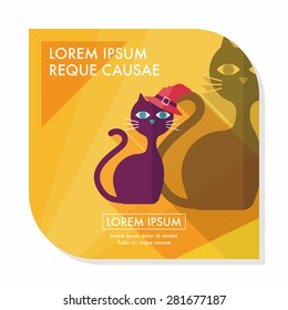 Evil cat flat icon with long shadow,eps10