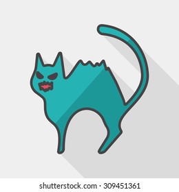 Evil cat flat icon with long shadow,eps10