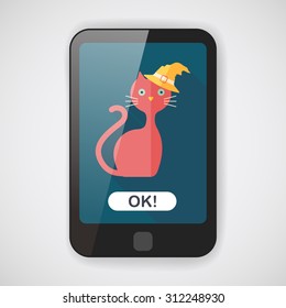 Evil cat flat icon with long shadow,eps10
