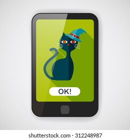 Evil cat flat icon with long shadow,eps10