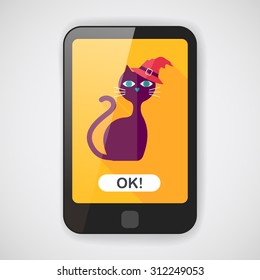 Evil cat flat icon with long shadow,eps10