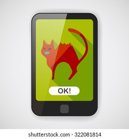 Evil cat flat icon with long shadow,eps10