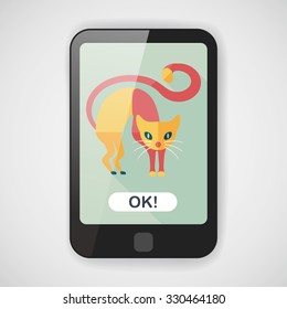 Evil cat flat icon with long shadow,eps10