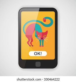 Evil cat flat icon with long shadow,eps10
