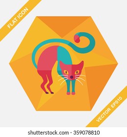 Evil cat flat icon with long shadow,eps10