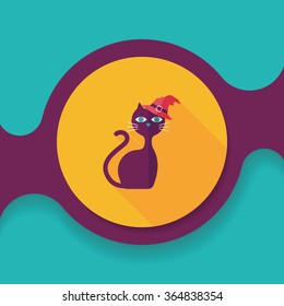 Evil cat flat icon with long shadow,eps10