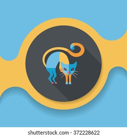 Evil cat flat icon with long shadow,eps10