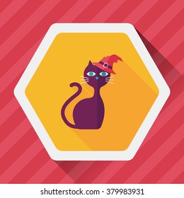 Evil cat flat icon with long shadow,eps10