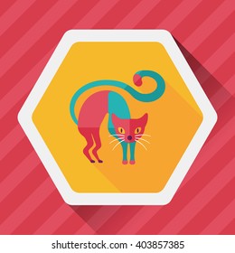 Evil cat flat icon with long shadow,eps10