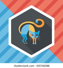 Evil cat flat icon with long shadow,eps10