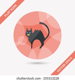 Evil cat flat icon with shadow,eps10