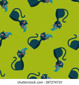 Evil cat flat icon,eps10 seamless pattern background