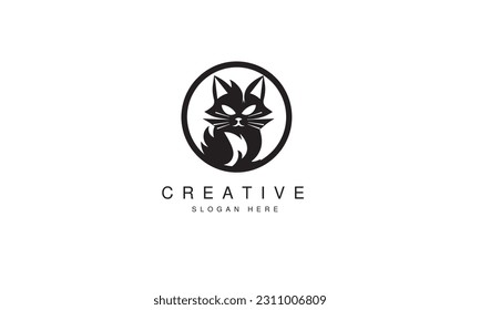 evil cat logo design vector, evil cat icon illustration