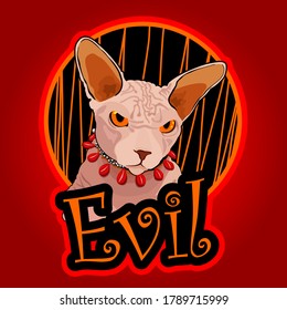Evil cat. Sphinx cat vector.