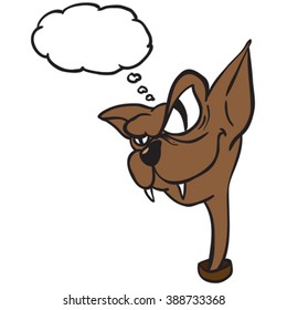 evil cat with thought bubble cartoon