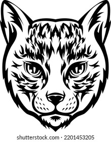Evil cat. Vector isolated illustration. Black color on white background image. Wild animal design and tattoo.