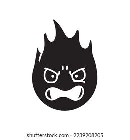 Evil character in the form of fire color line icon. Mascot of emotions. Pictogram for web page, mobile app, promo.