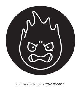 Evil character in the form of fire color line icon. Mascot of emotions. Pictogram for web page, mobile app, promo.