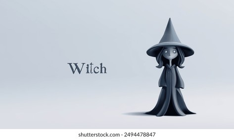 Evil character of a witch in a hat, 3D. Realistic image for concepts of Halloween promotional materials, games, web design. Vector illustration.