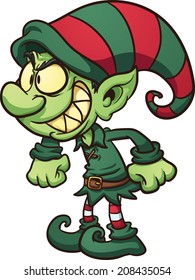 Evil Christmas Elf. Vector Clip Art Illustration With Simple Gradients. All In A Single Layer. 