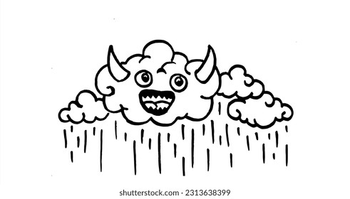 Evil Cloud Comic Vector Illustration,Monster print design with slogan. Vector illustration design for fashion fabrics, textile graphics, prints.