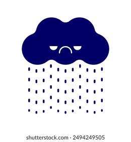 Evil cloud and rain. Sign for weather for smartphone application. Rainfall icon