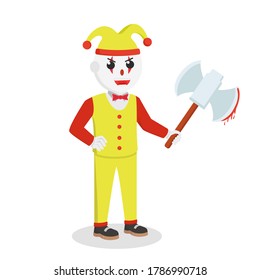 personaje de diseño de hacha de payaso malvado sobre fondo blanco