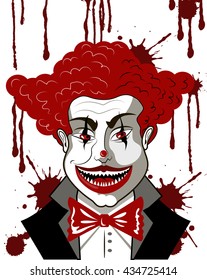 evil clown  in blood