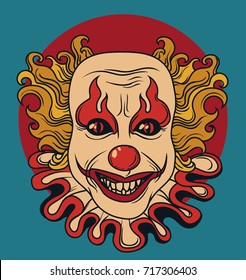 evil clown, can be used as banner for halloween, vector illustration