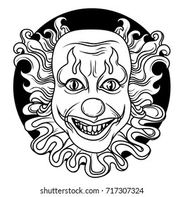 evil clown, can be used as banner for halloween, vector illustration