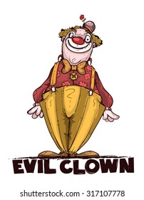 Evil clown. Colored and isolated