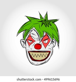 Evil Clown Face. Isolated.