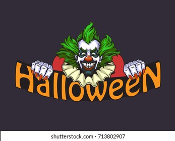 Evil Clown Halloween Illustration