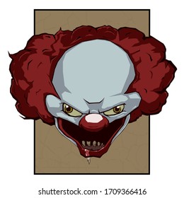 Evil clown. Halloween vector character