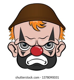 evil clown head cartoon vector