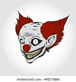 Evil Clown Head Illustration