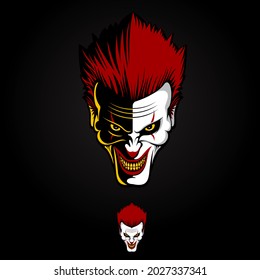 Evil Clown head symbol vector illustration for design element, e-sport symbol or any other purpose.