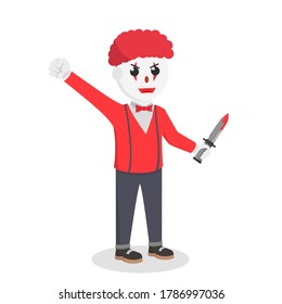 personaje de diseño de cuchillo de payaso malvado sobre fondo blanco