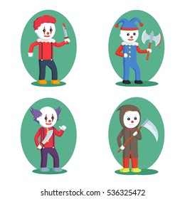 evil clown set illustration design