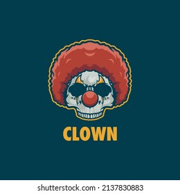 Evil clown skull with red hair.