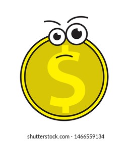 Evil coin on a white background. Vector illustration.