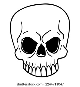 Evil comic skull vector monochrome.