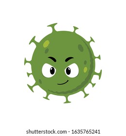 Evil Corona Virus NCoV 2019 Character Illustration Isolated On White Background