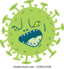 Evil coronavirus with an angry face