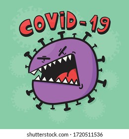 Evil coronavirus with an angry face